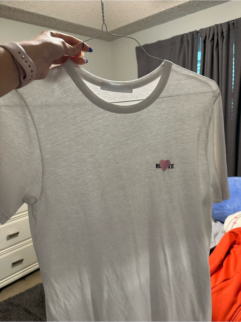 Rodarte White Tee with Pink Heart Graphic